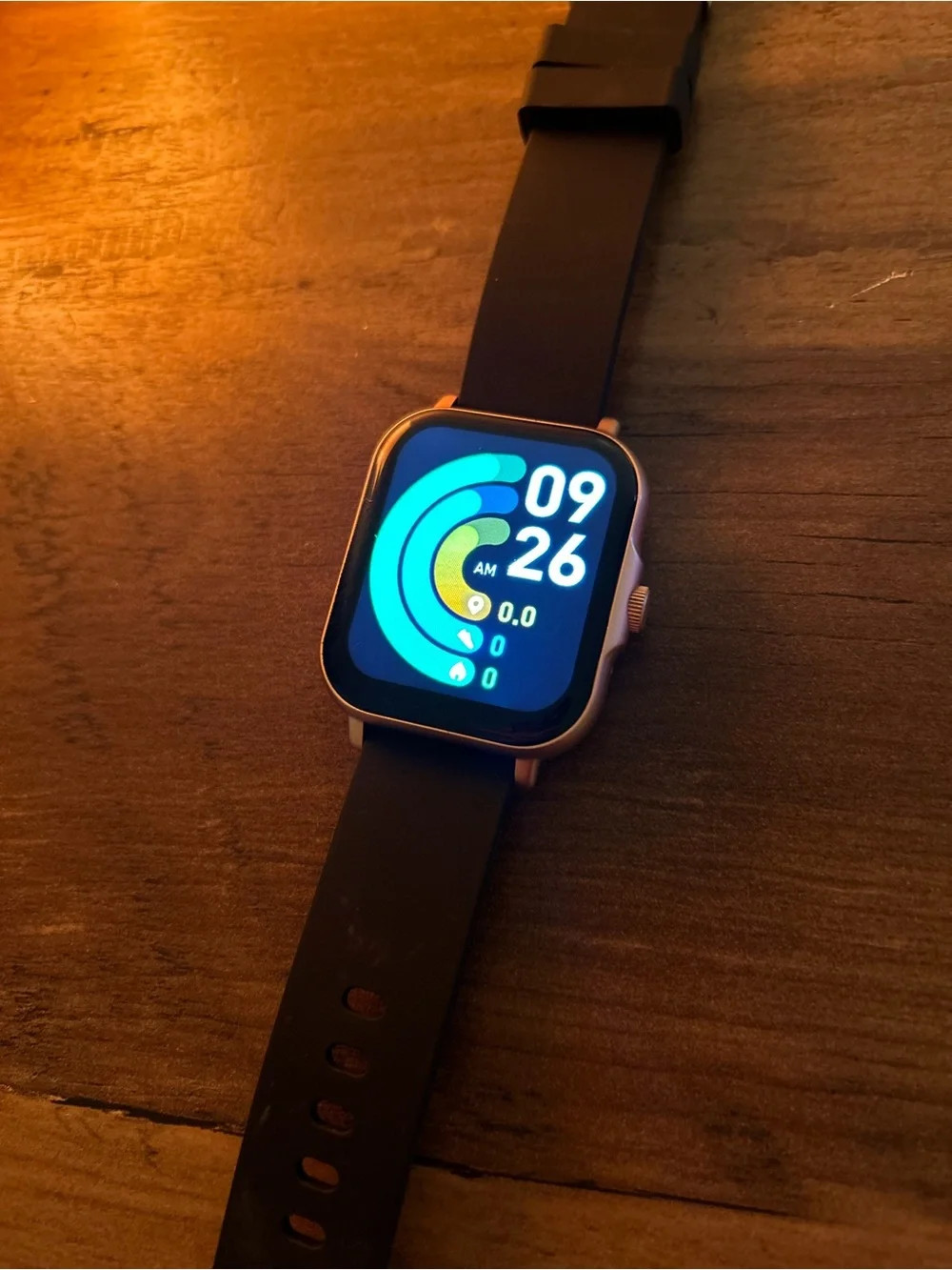 Black Silicone Smartwatch with Rose Gold Case